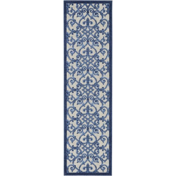 Palacedesigns 2 x 6 ft. Gray & Blue Indoor & Outdoor Runner Rug PA2627893